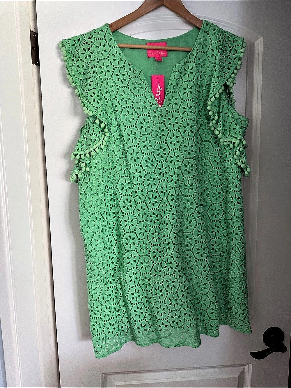 Lilly Pulitzer Astara Dress Green Eyelet Mini Dress XL NWT
